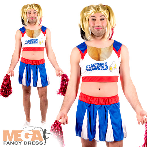 Mens Novelty Cheerleader Fancy Dress Stag Night Costume