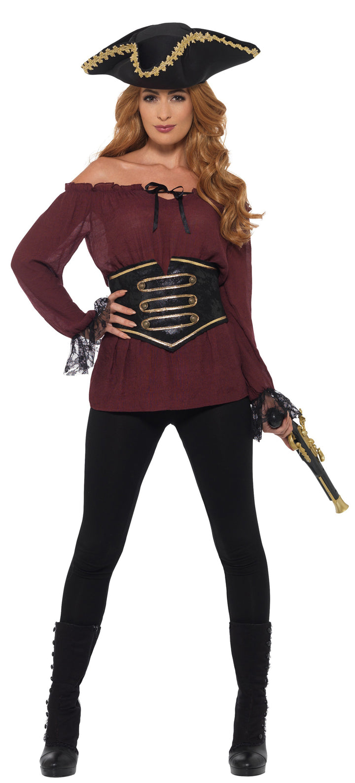 Deluxe Burgundy Pirate Shirt for Ladies