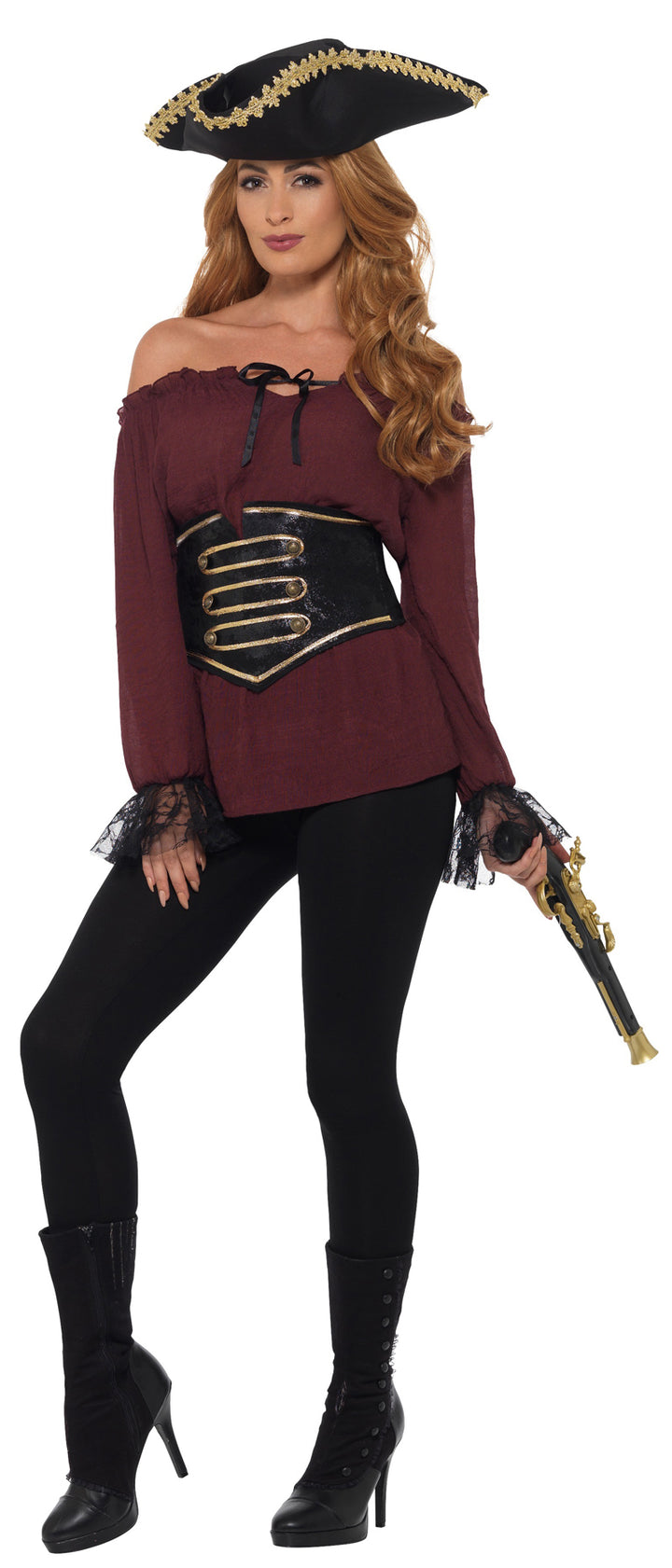 Deluxe Burgundy Pirate Shirt for Ladies