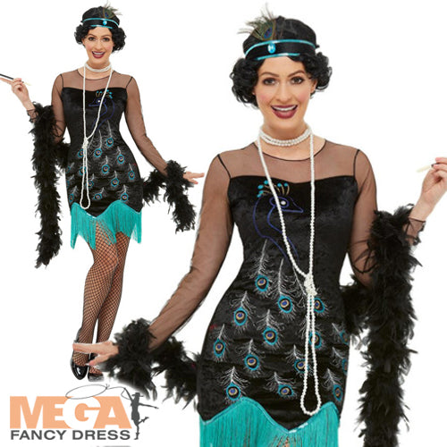 Roaring 20s Peacock Flapper Costume for Ladies