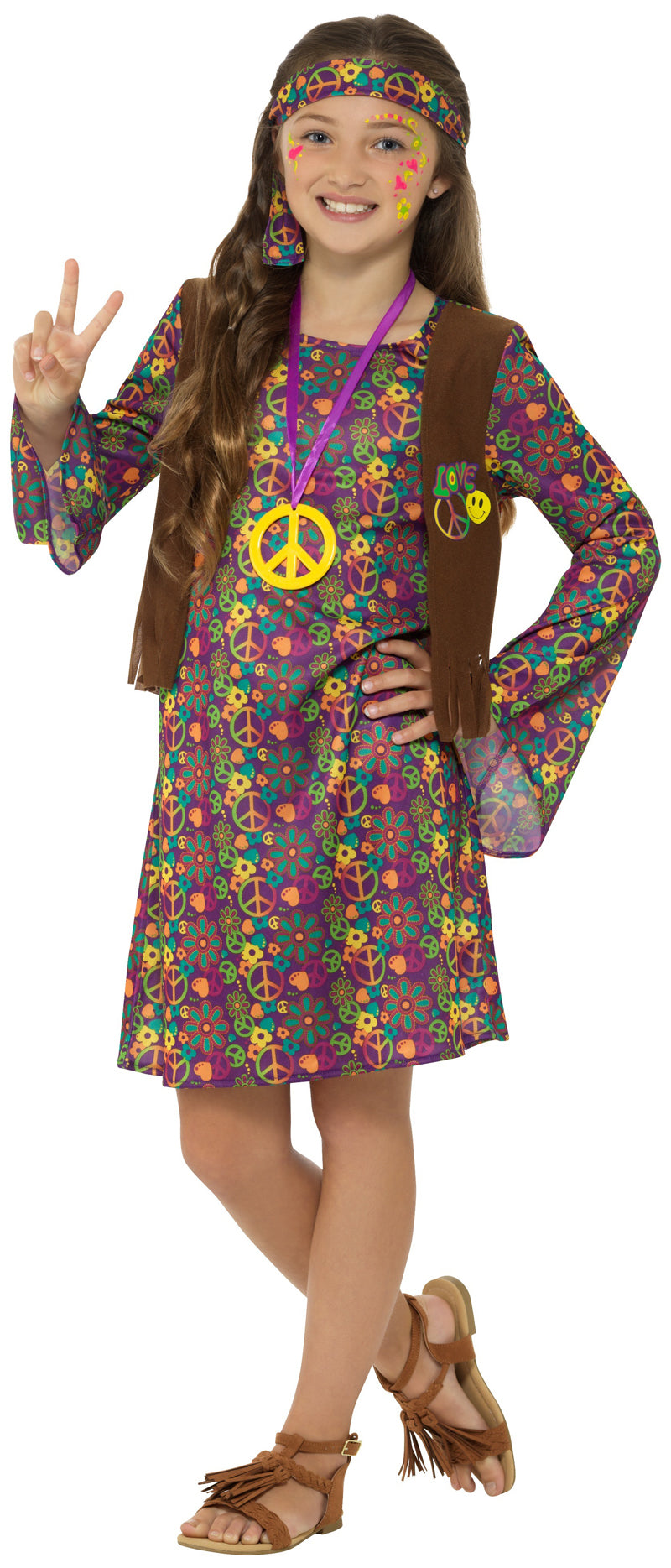 Groovy Hippie Girl Fancy Dress Costume