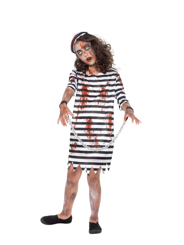 Frightening Zombie Convict Costume for Girls