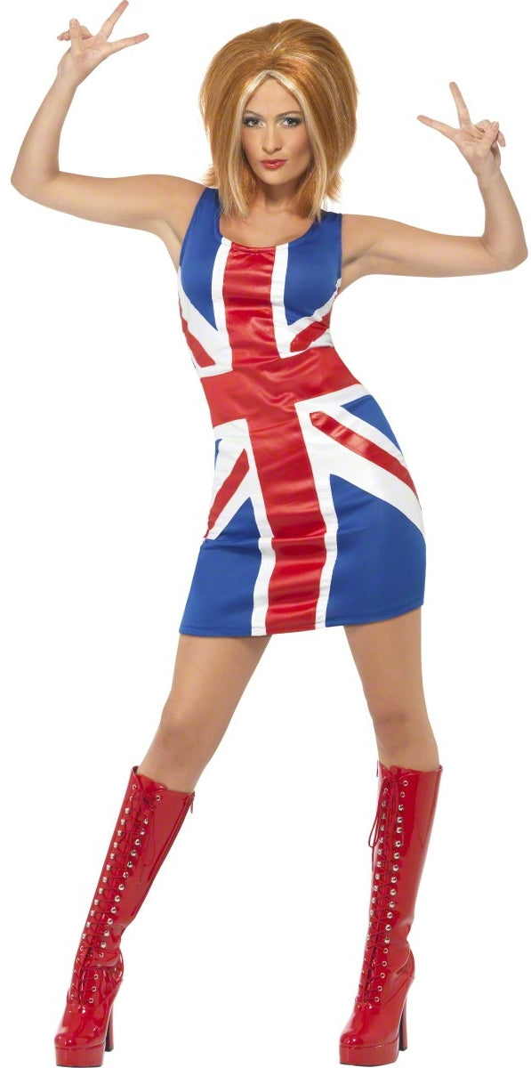 Ladies Union Jack Fancy Dress British Kings Coronation Costume