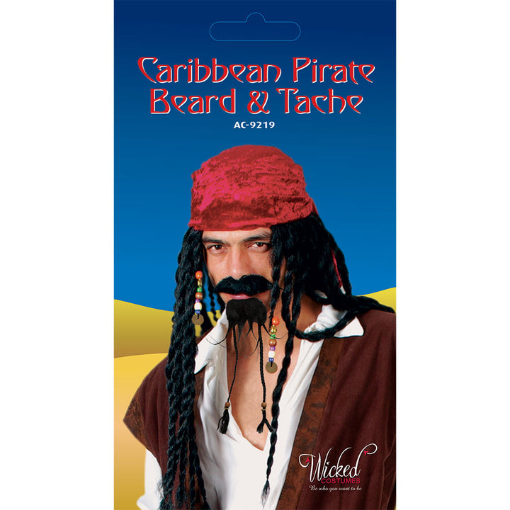 Caribbean Pirate Beard & Tash Seafaring Costume Accessory