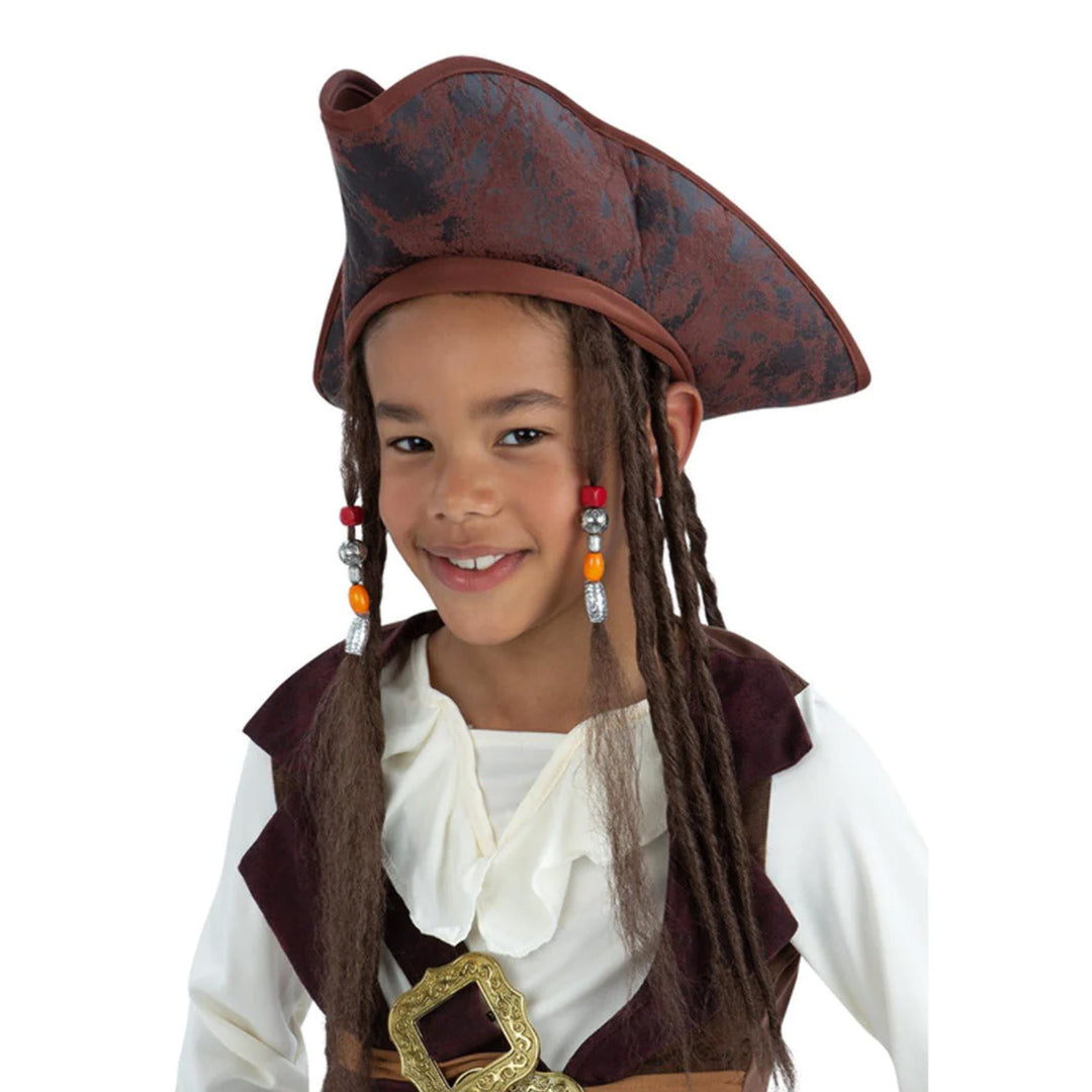 Boy's Kid Pirate Hat with Dreadlocks Book Day Costume Accessory