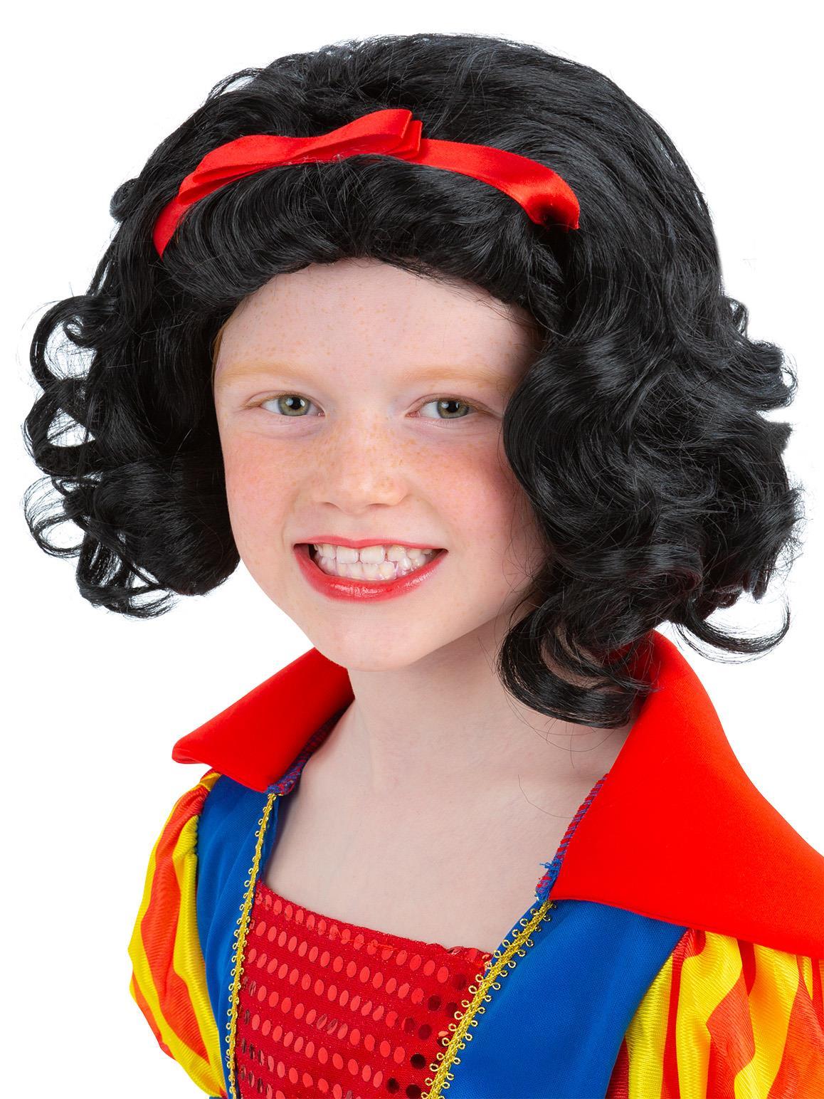 Girls Snow White Costume Accessory Wig Mega Fancy Dress UK