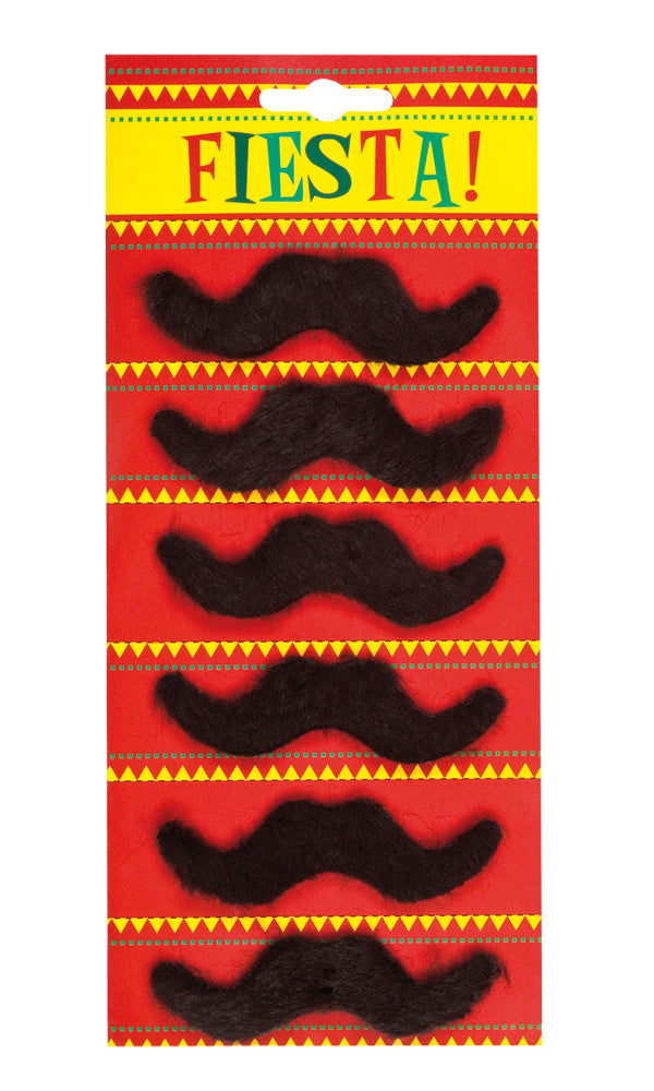 6 Set Fiesta Moustaches Mens Costume Accessory