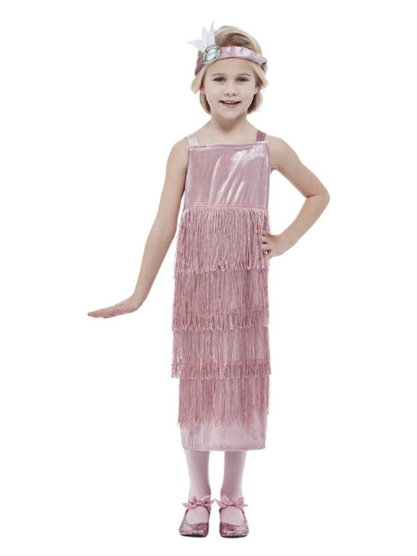 Girls 20s Pink Flapper Costume Historical Outfit