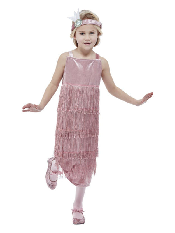 Girls 20s Pink Flapper Costume Historical Outfit