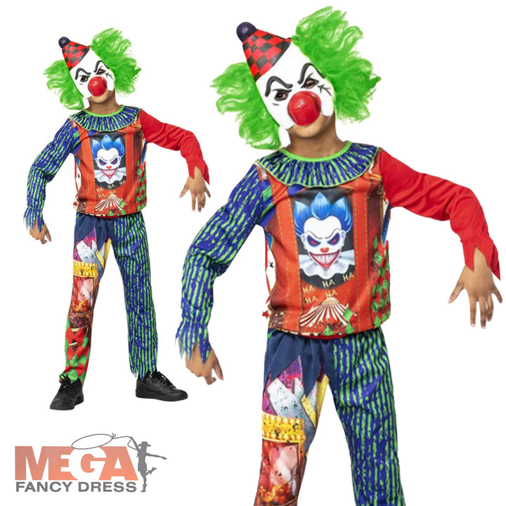 Boys Horror Clown Halloween Fancy Dress Costume