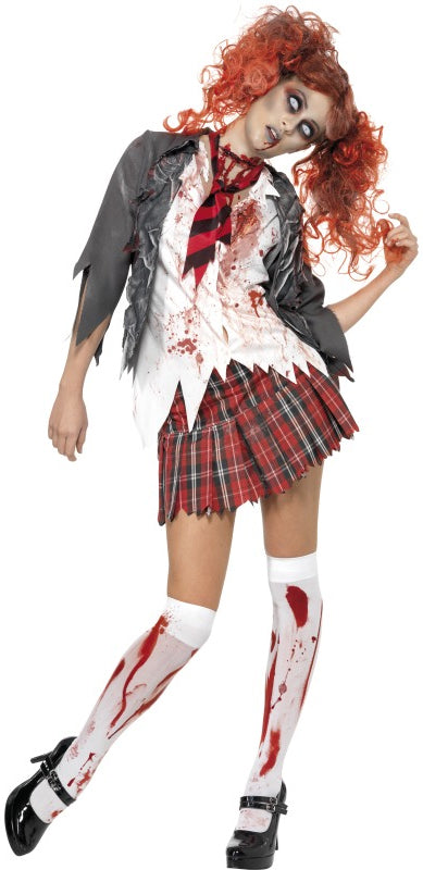 Halloween Zombie School Girl Fancy Dress Costume