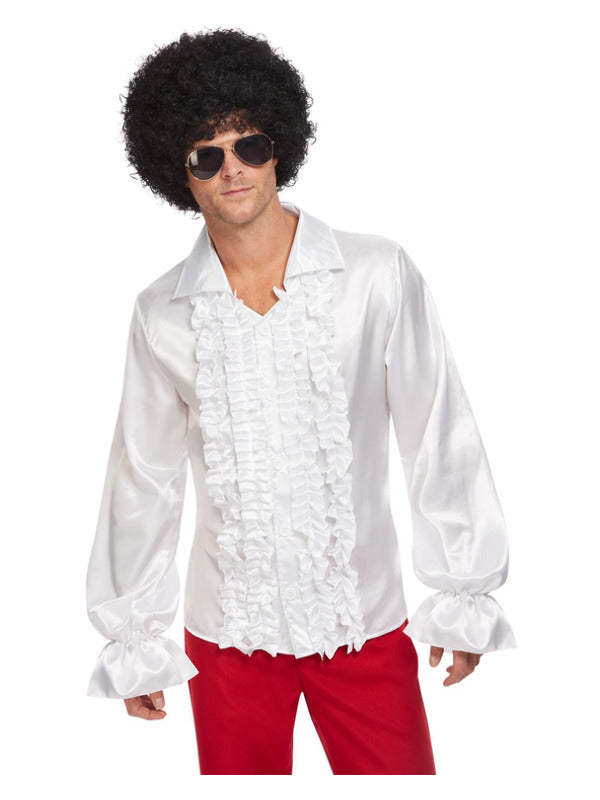 Mens White 60s Ruffled Shirt Retro Outfit