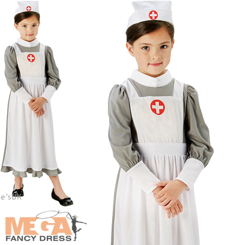 Girls WW1 Nurse Fancy Dress Hospital Uniform Costume