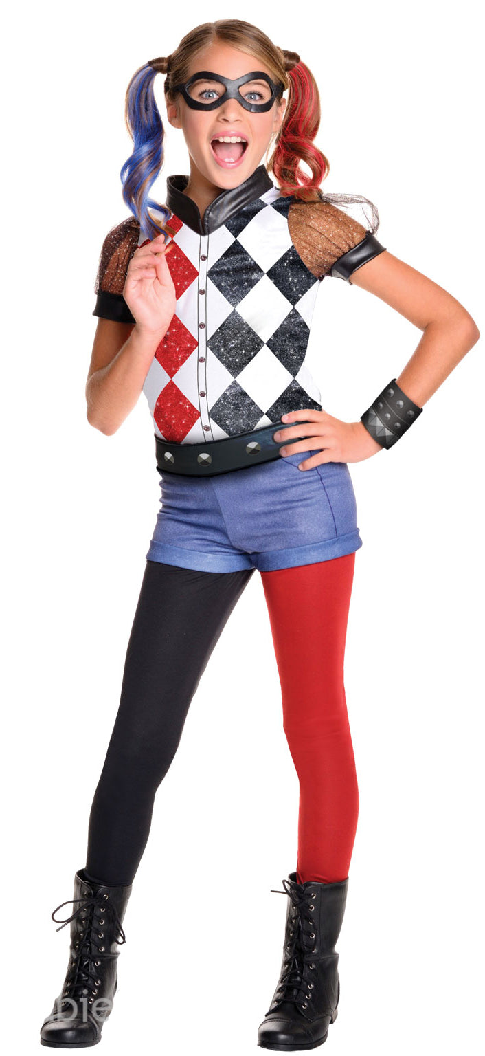 Deluxe Harley Quinn Girls Super Villain Costume