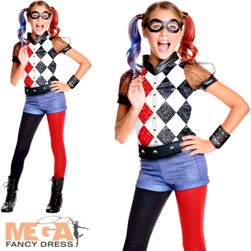 Deluxe Harley Quinn Girls Super Villain Costume