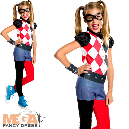 Girls Harley Quinn DC Comic Book Supervillain Costume