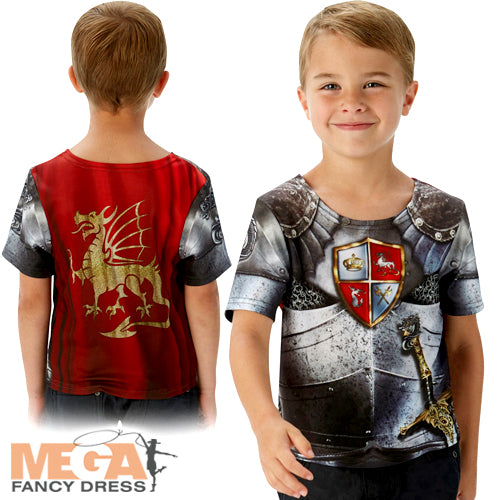 Boys Crusader Medieval Knight T-Shirt Book Day Costume