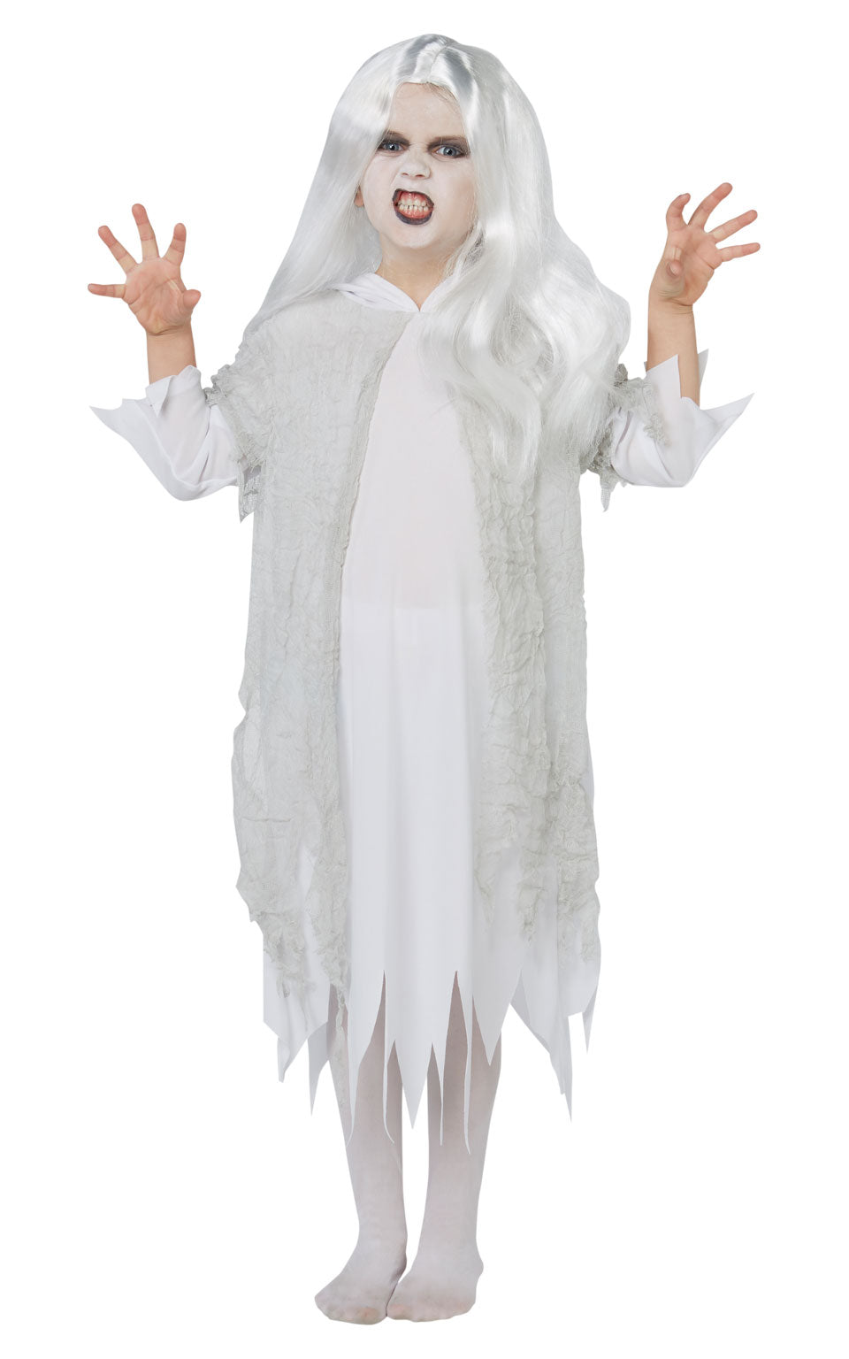 Girls Ghostly Spirit Halloween Costume + Wig