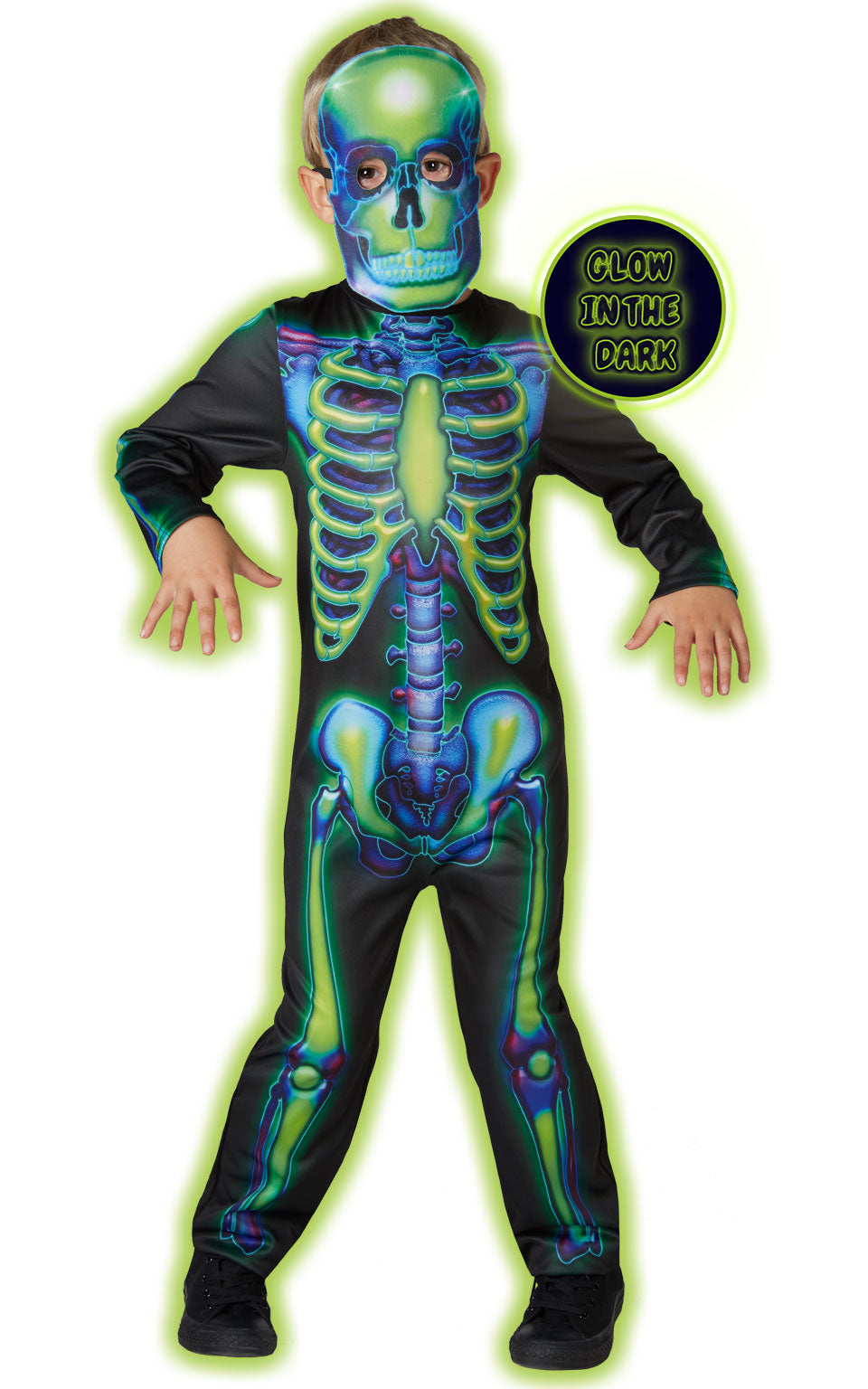 Neon Skeleton Glow-in-the-Dark Kids Costume