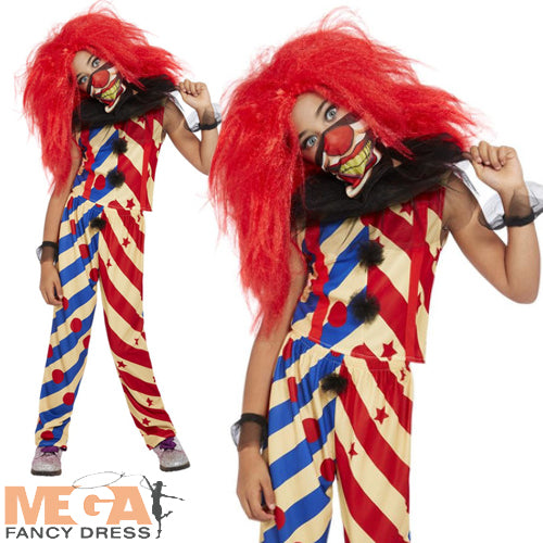 Girls Nightmare Creepy Clown Costume