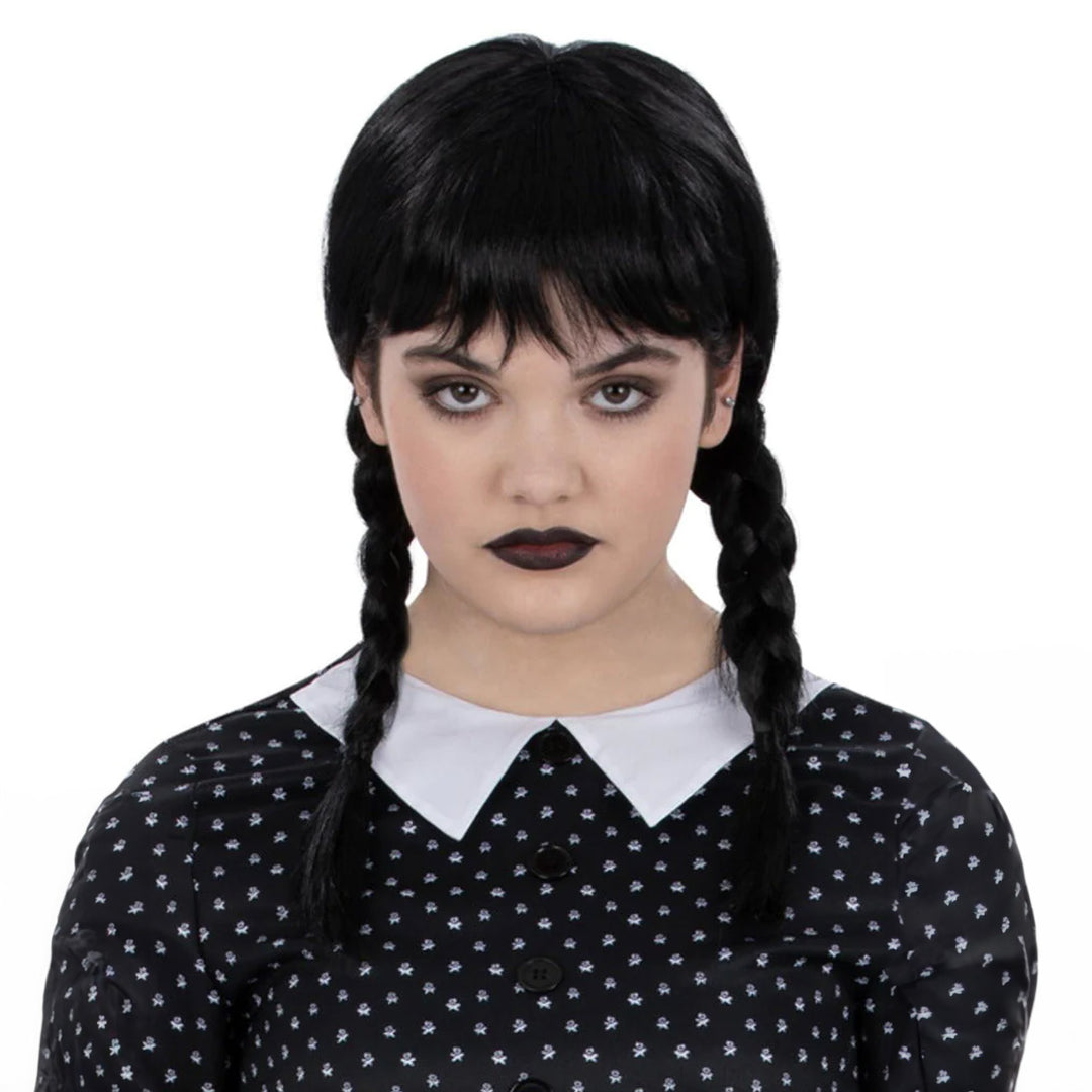 Girls Wednesday Addams Inspired Halloween Costume Wig