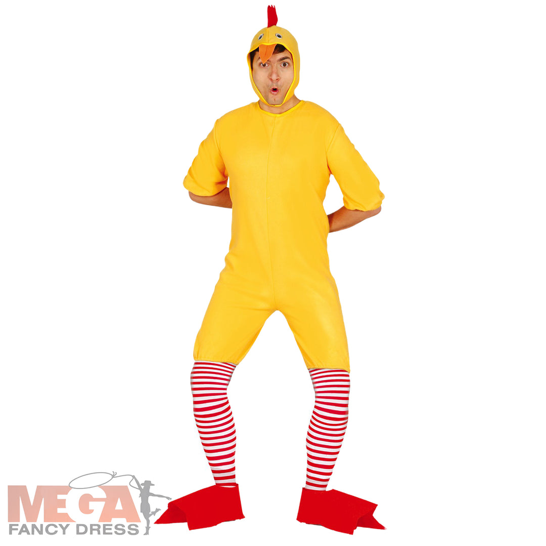 Mens Ladies Chicken Animal Costume Jumpsuit