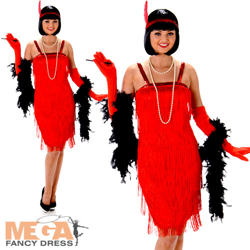 Ladies Red Flapper 20s 1920s Jazz Charleston Costume