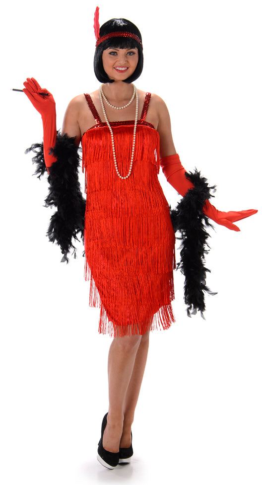 Ladies Red Flapper 20s 1920s Jazz Charleston Costume