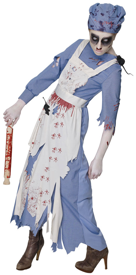 Ladies Halloween Horror Zombie Victorian Maid Costume