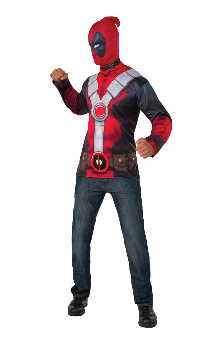 Mens Deadpool Marvel Superhero Costume Top + Mask