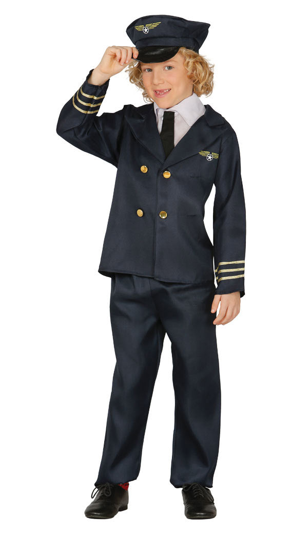Boys Pilot Fancy Dress Airplane Captain Uniform Book Day Costume