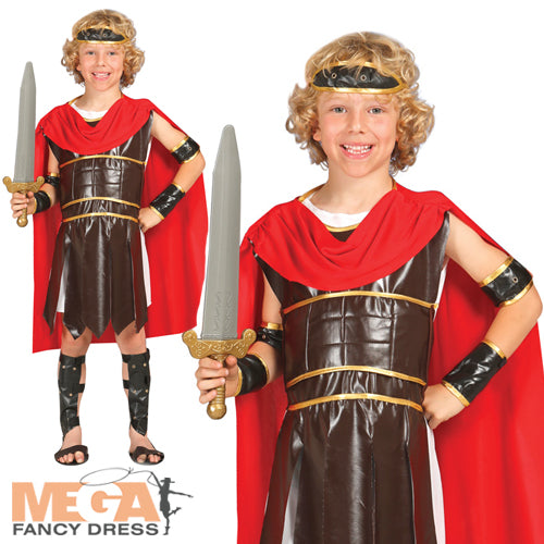 Boys Roman Warrior Soldier Gladiator Historical Costume
