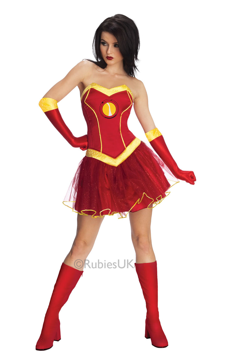 Ladies Superhero Rescue Fancy Dress Iron Man The Avengers Costume