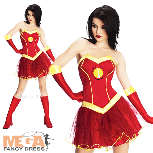 Ladies Superhero Rescue Fancy Dress Iron Man The Avengers Costume