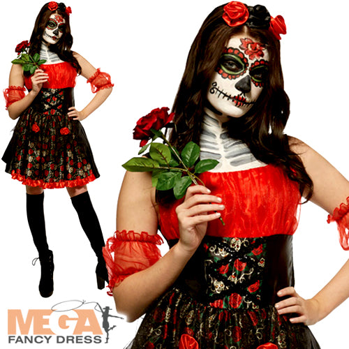 Red Rose Day of the Dead Celebration Adults Costume