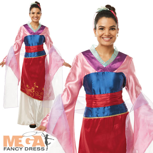Ladies Mulan Fancy Dress Chinese Disney Princess Fairy Tale Costume