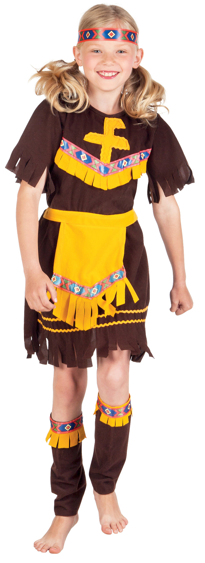 Girls Red Indian Wild Western Native American Costume