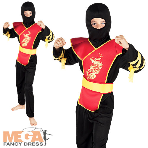 Boys Japanese Samurai Warrior Ninja Master Fancy Dress Costume