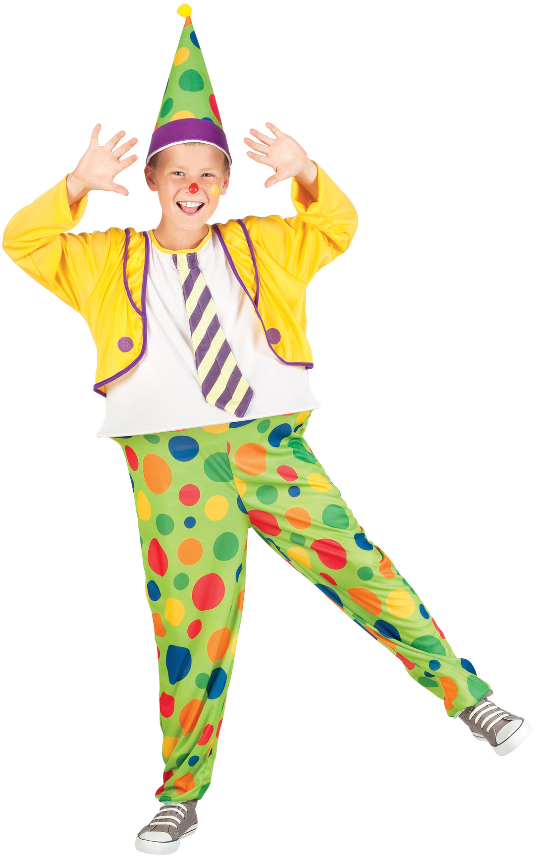 Boys Circus Clown Carnival Funhouse Costume + Hat