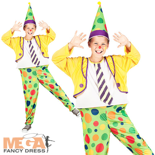Boys Circus Clown Carnival Funhouse Costume + Hat