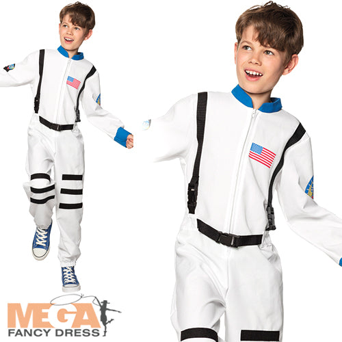 Boys Astronaut Sci Fi Space Man NASA Uniform Fancy Dress Costume