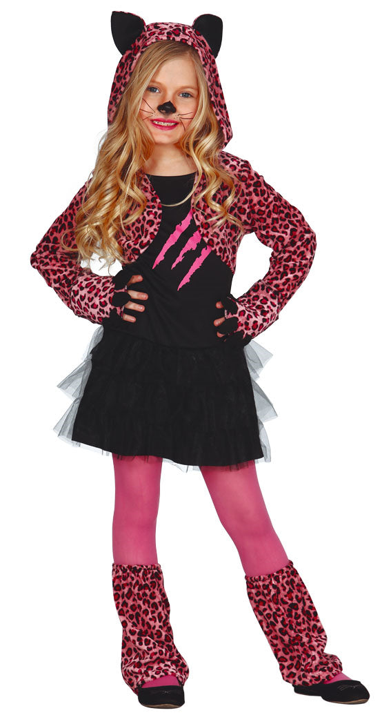 Girls Pink Paws Leopard Sassy Halloween Animal Costume