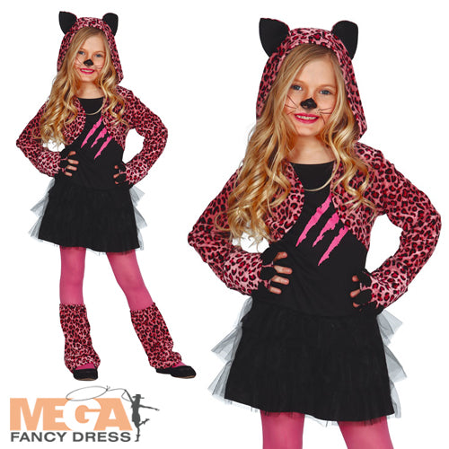 Girls Pink Paws Leopard Sassy Halloween Animal Costume