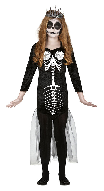 Girls Skull Mermaid Skeleton Halloween Fairy Tale Fancy Dress