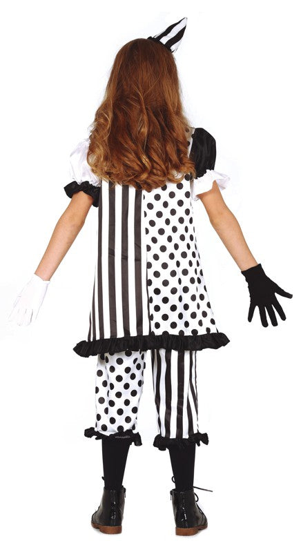 Girls Pierrot Clown Mime Horror Circus Halloween Costume