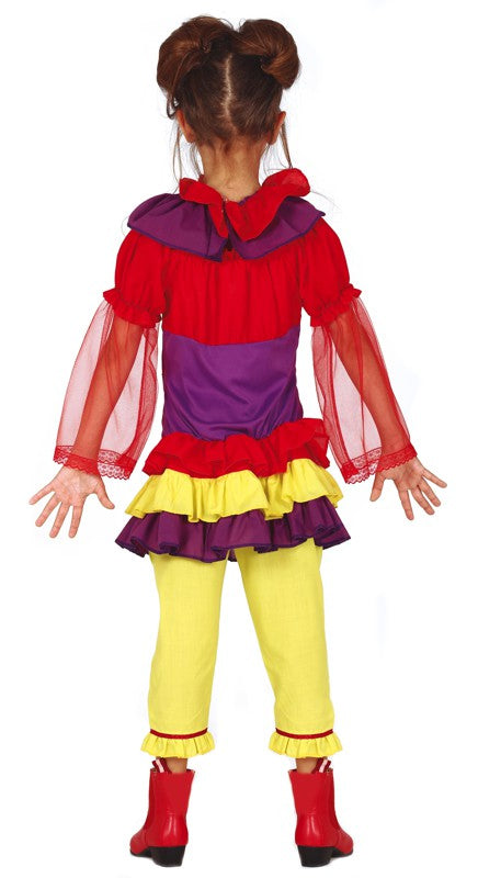 Girls Vintage Clown Circus Joker Halloween Fancy Dress Costume