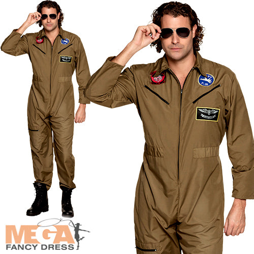 Mens Army Air Force Jet Pilot Military Uniform Costume