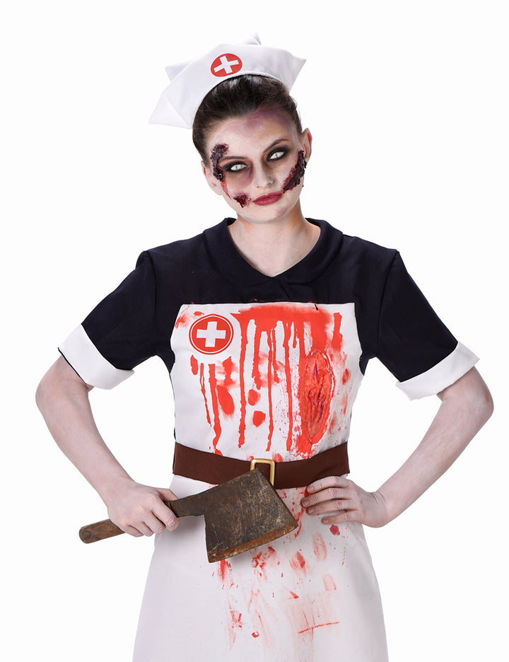 Gruesome Zombie Nurse Ladies Fancy Dress Costume