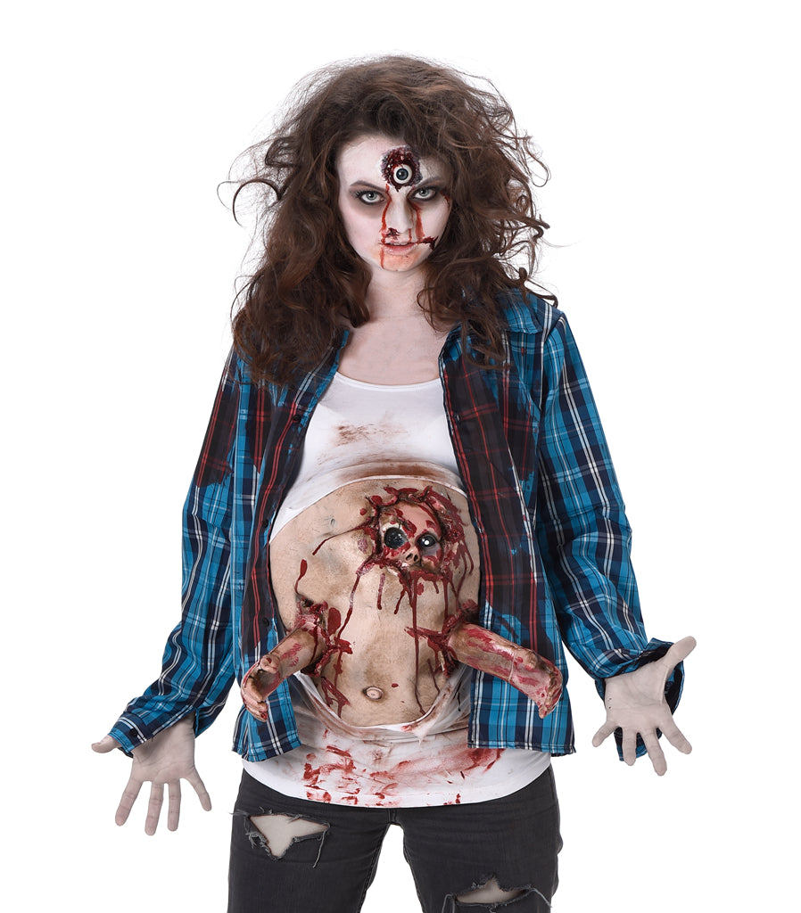 Creepy Pregnant Zombie Baby Hands Ladies Costume