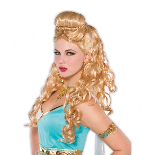 Ladies Blonde Grecian Wig Fancy Dress Ancient Roman Costume